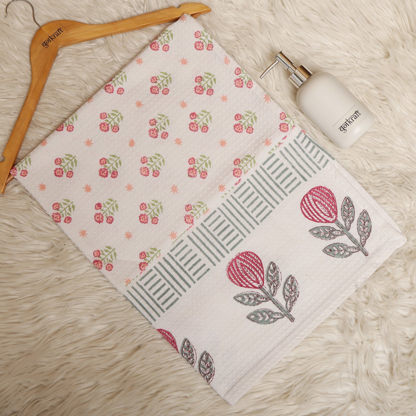 Bath Towel- Pink Tulips