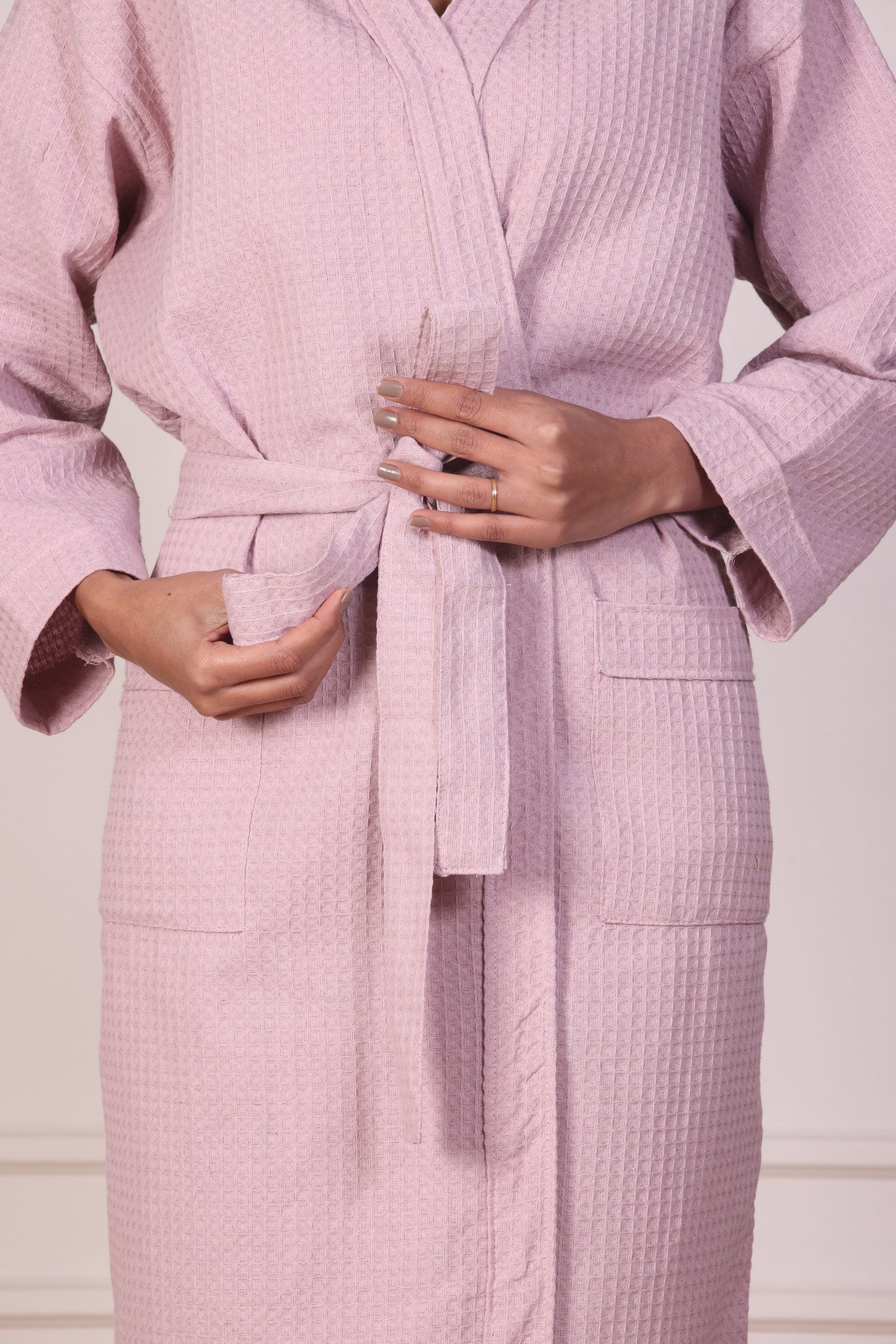 Waffle Cotton Bathrobe-Berry Whisper