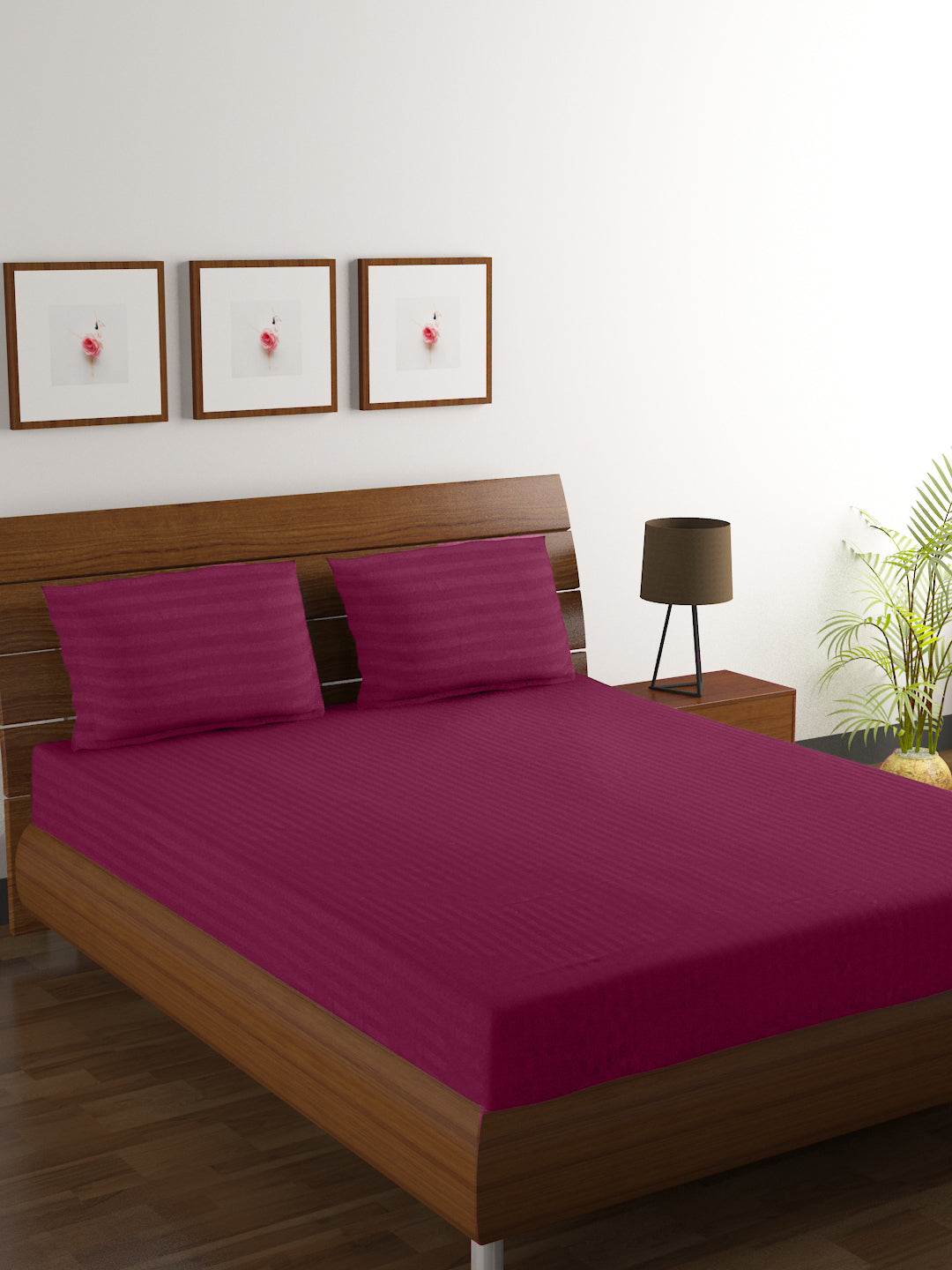 Cotton Bedsheet - Double Bed - Wine