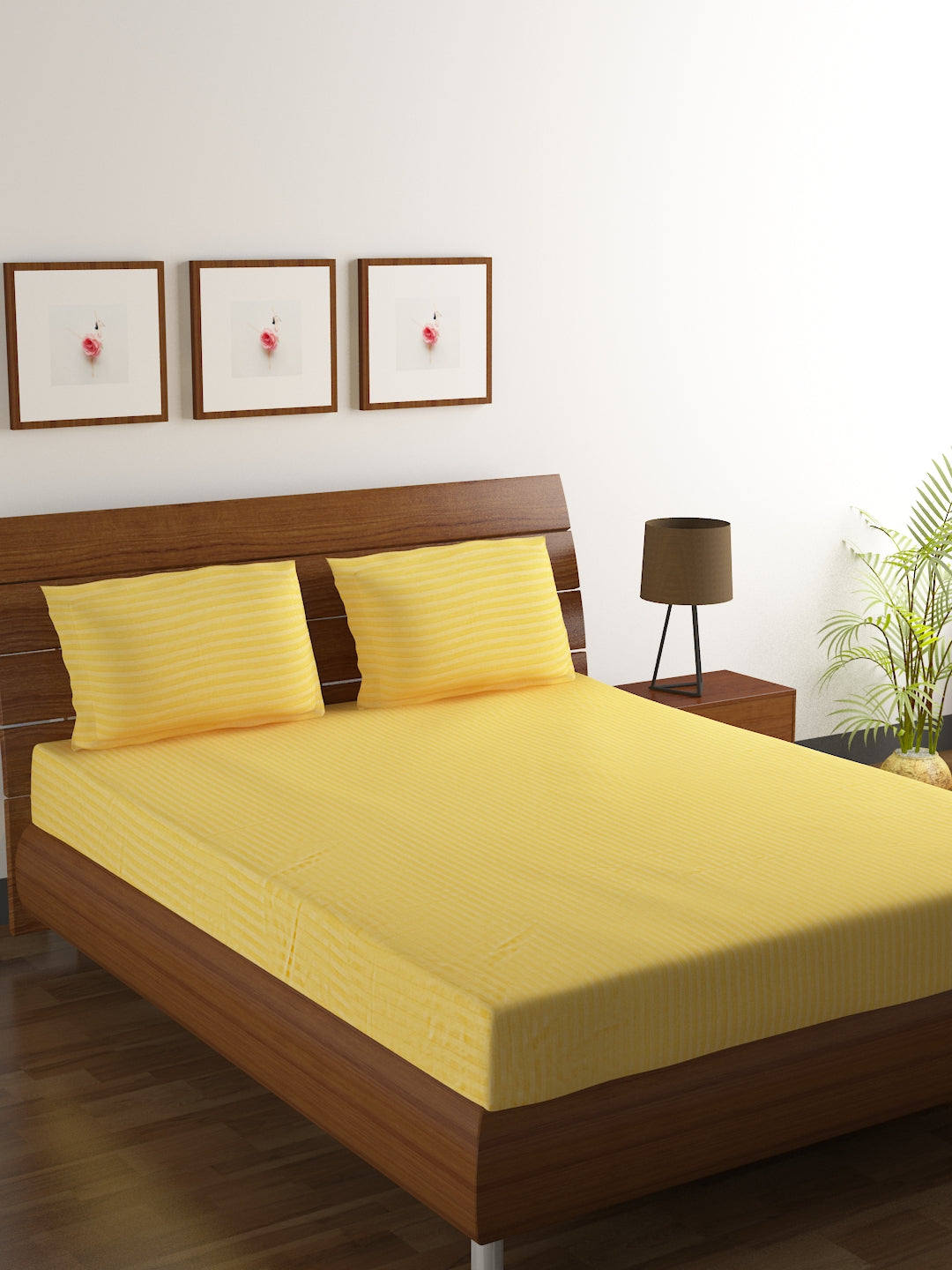 Cotton Bedsheet - Double Bed - Yellow