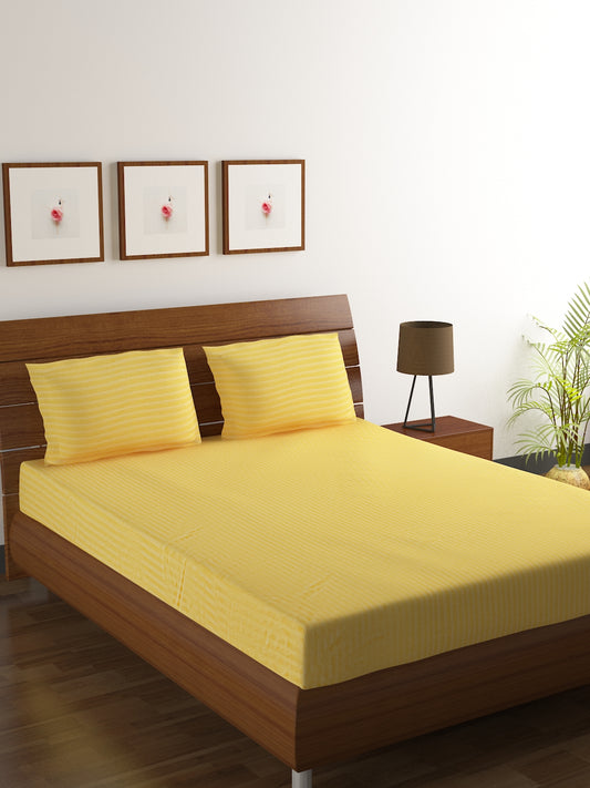 Cotton Bedsheet - Double Bed - Yellow