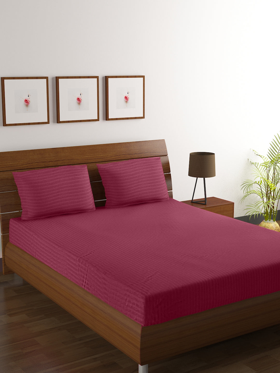 Cotton Bedsheet - Double Bed - Dark Red