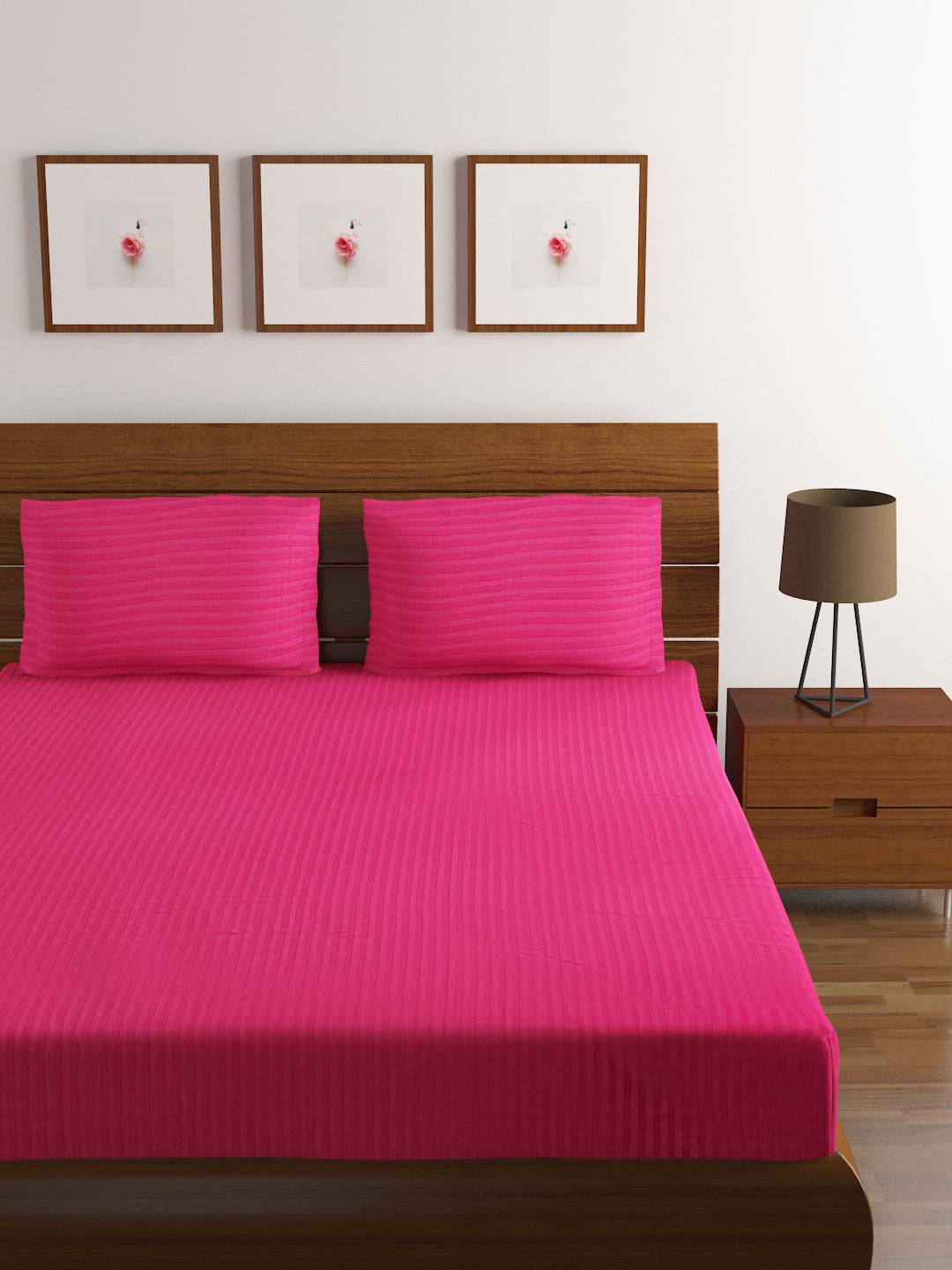 Cotton Bedsheet - Double Bed - Fuchsia Pink
