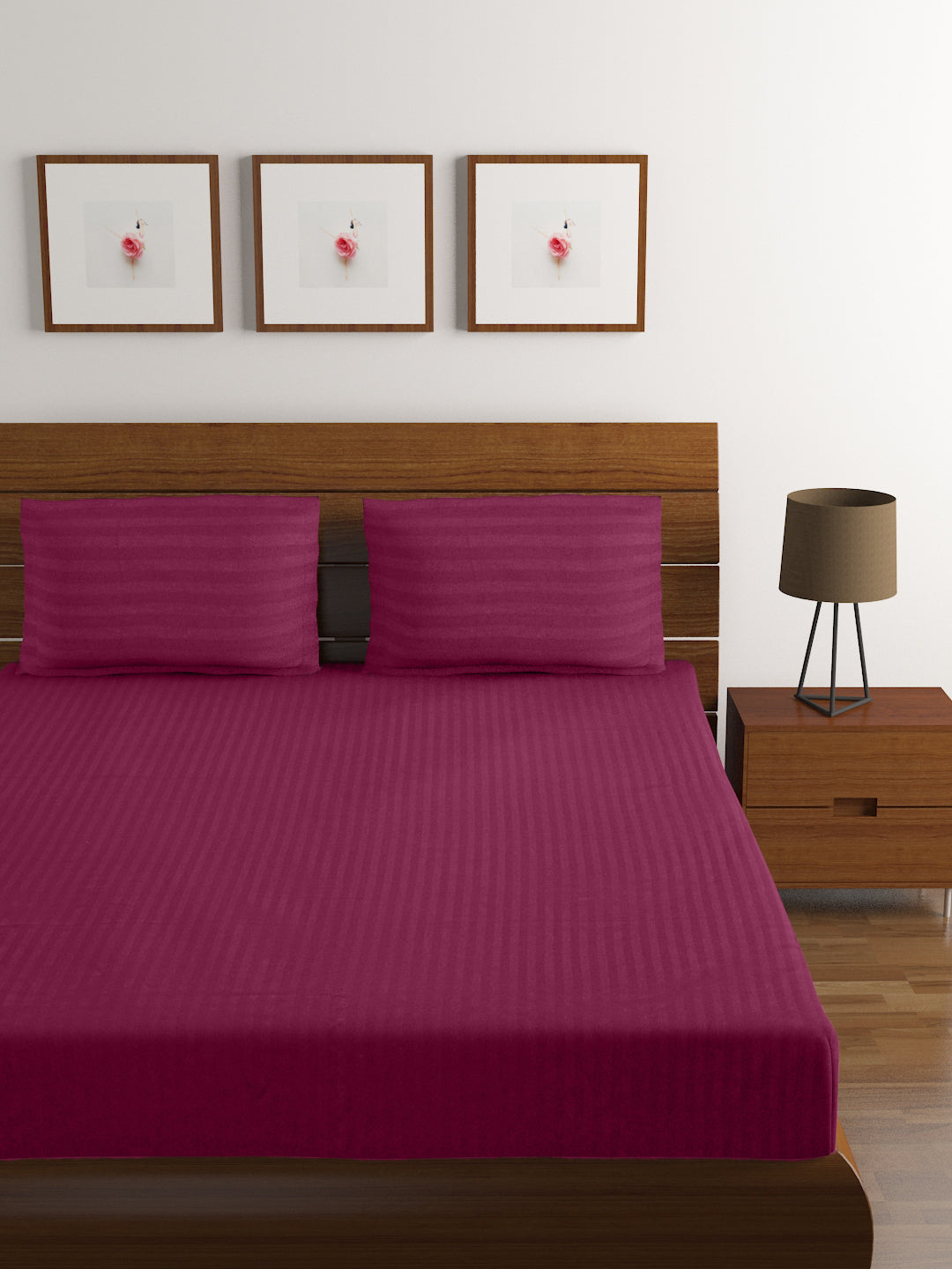Cotton Bedsheet - Double Bed - Wine