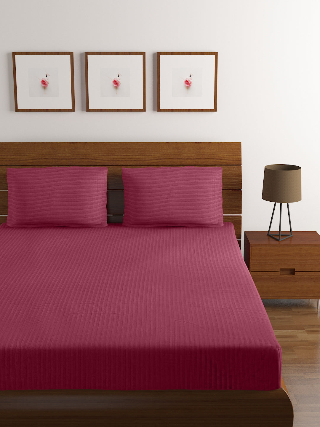 Cotton Bedsheet - Double Bed - Dark Red