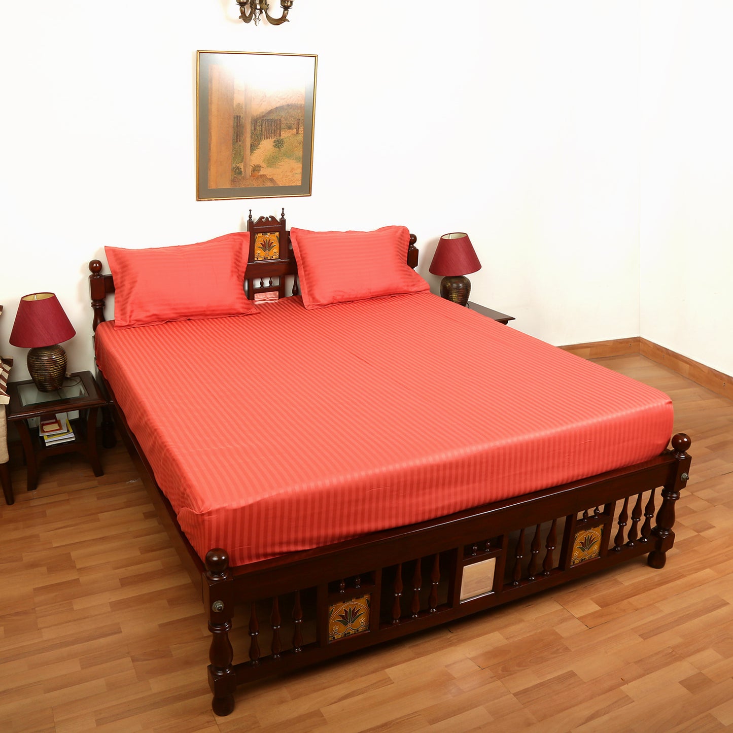 Cotton Bedsheet - Double Bed -Rust