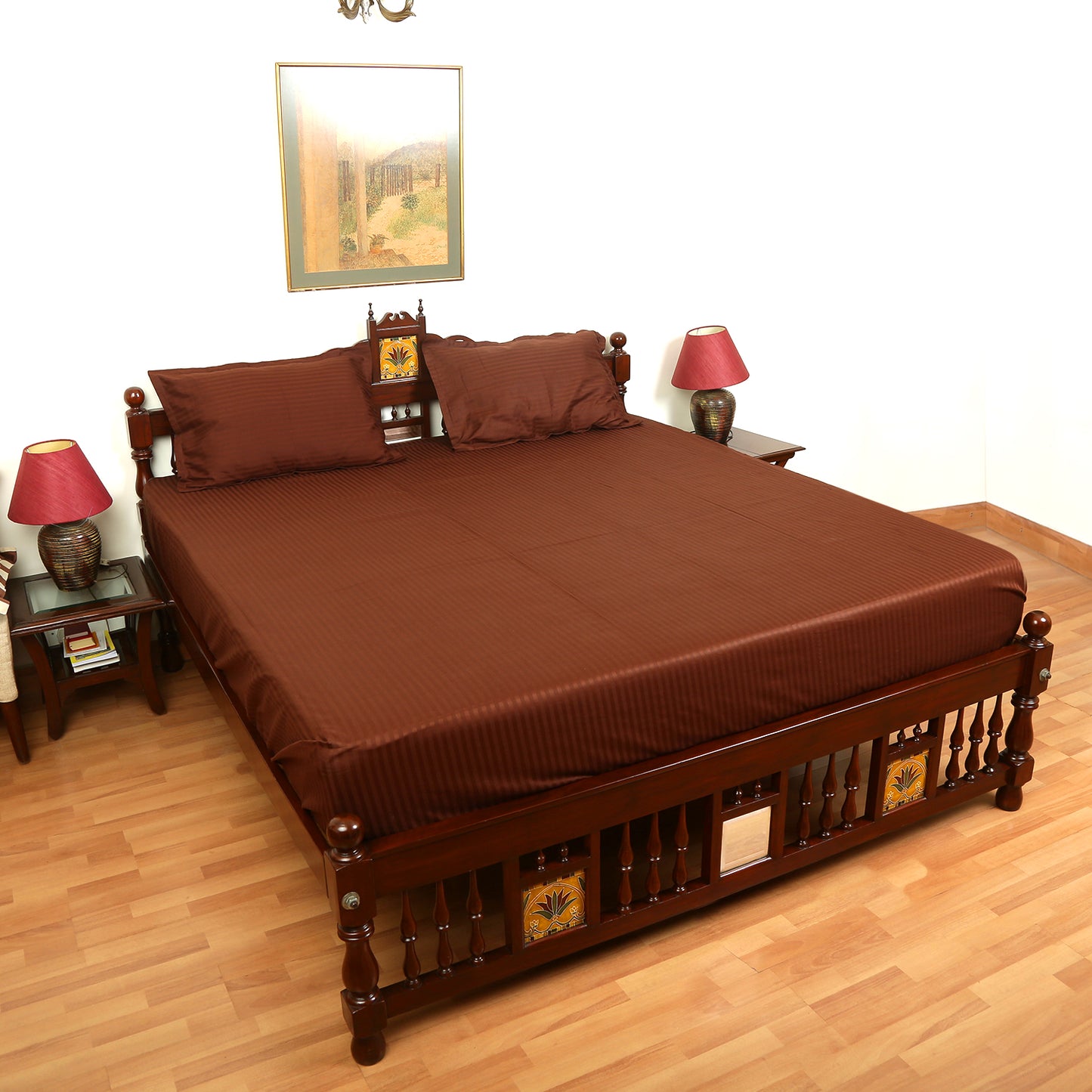 Cotton Bedsheet - Double Bed - Dark Brown