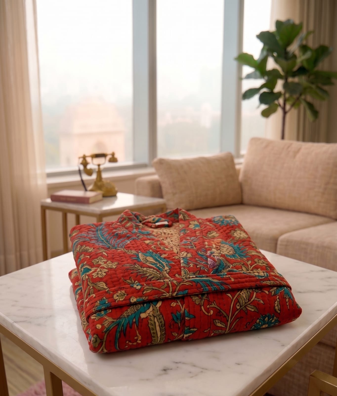 Signature Waffle Bathrobe- Red