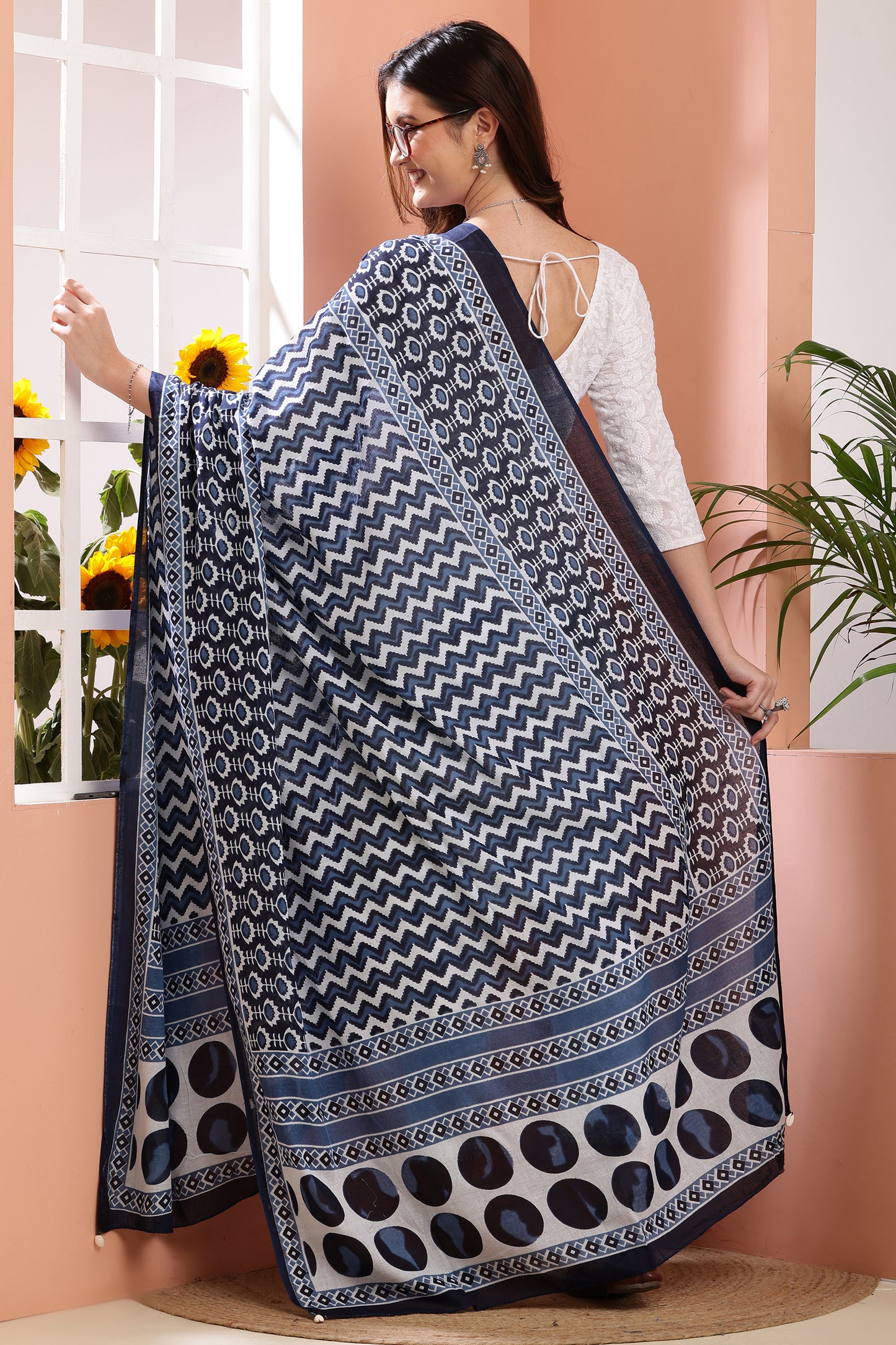 Dupatta-Mul Cotton - Indigo Blue 4
