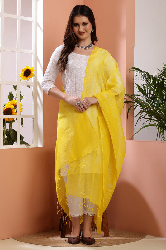 Dupatta- Tie n Dye - Yellow