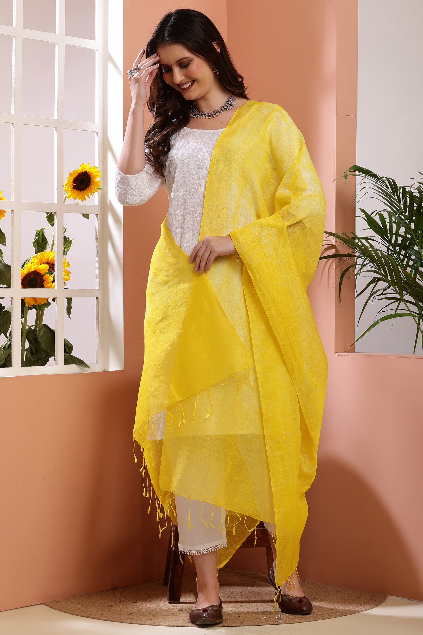Dupatta- Tie n Dye - Yellow