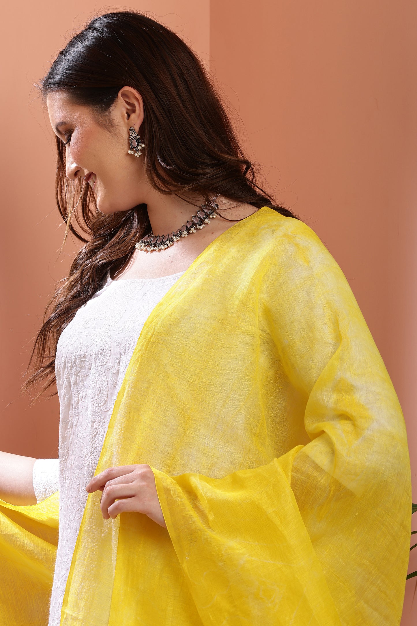 Dupatta- Tie n Dye - Yellow