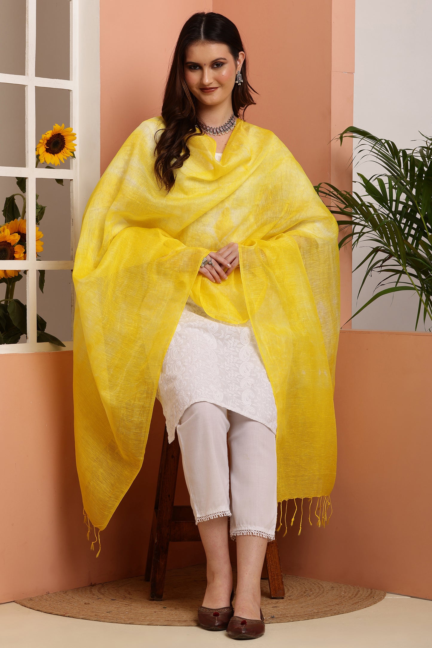 Dupatta- Tie n Dye - Yellow