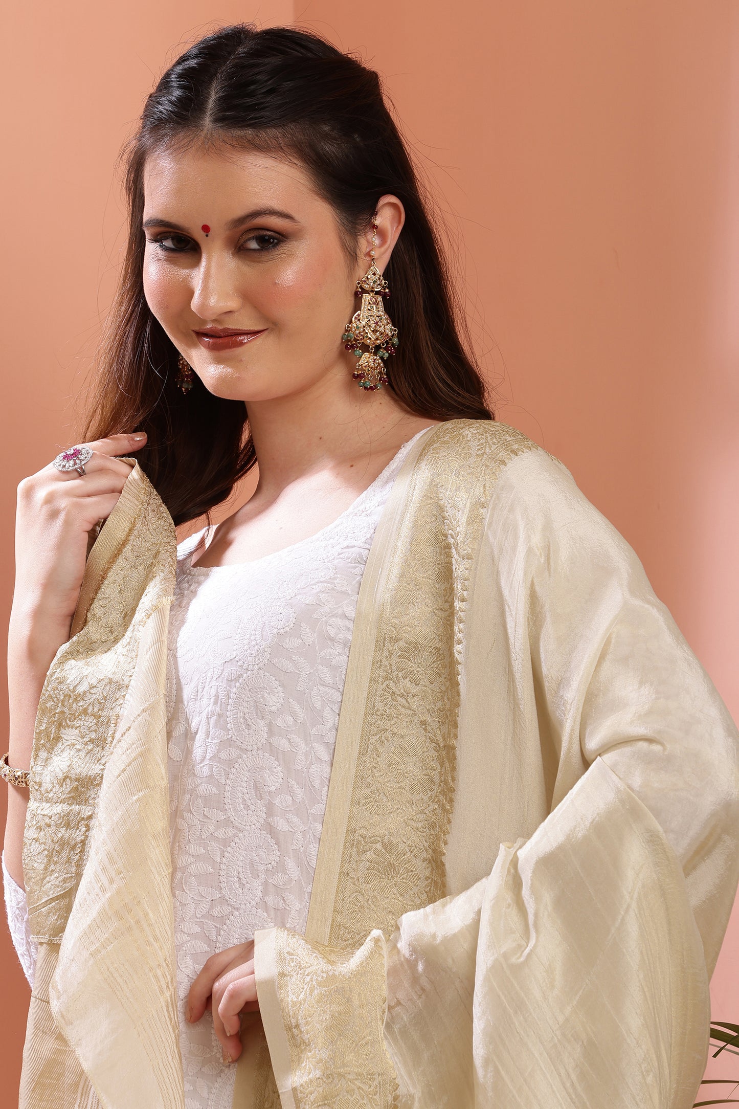 Dupatta-Dyeable Golden Crush Pure Viscose- Banarasi