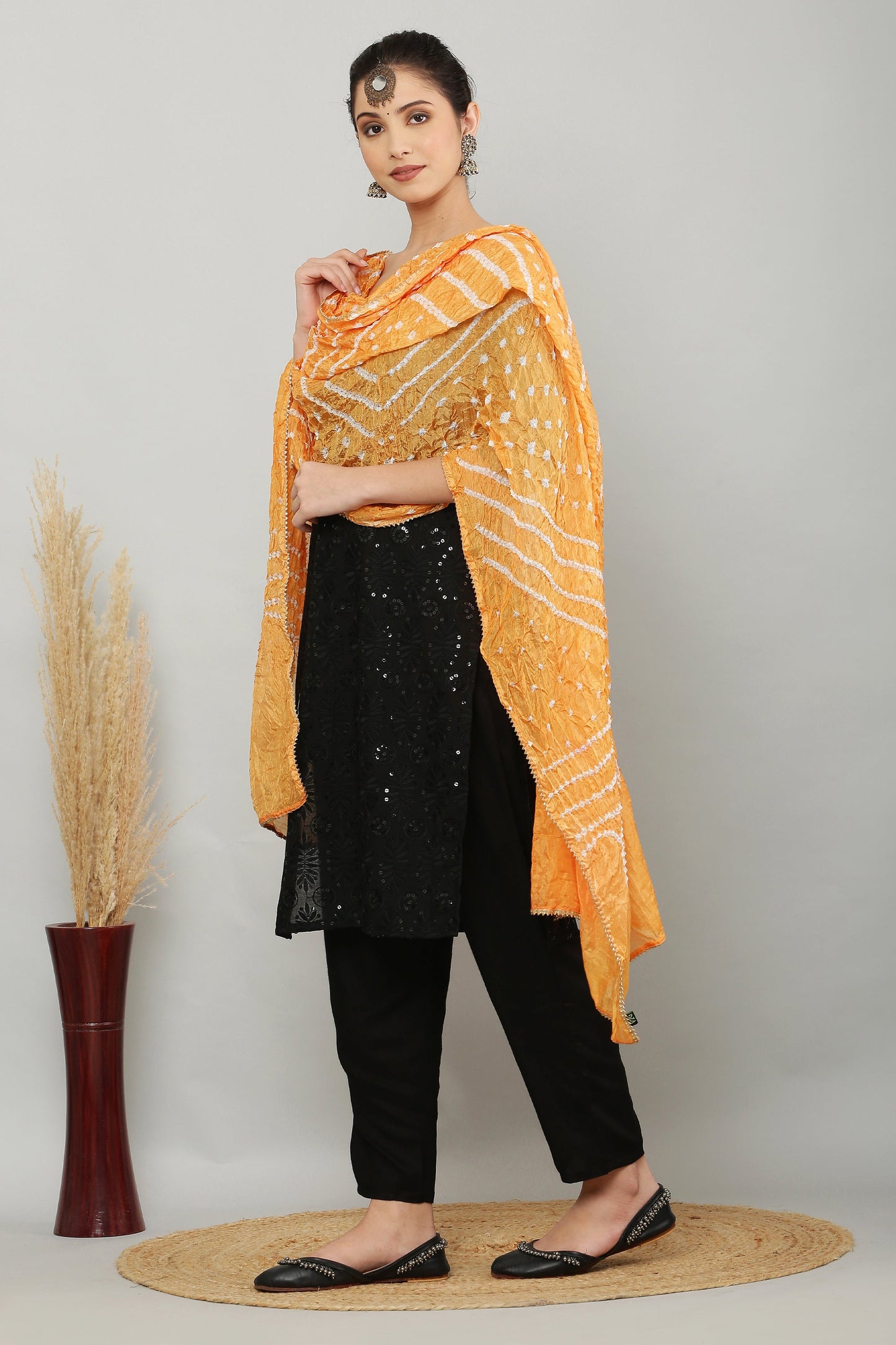 Dupatta-Bandhani Beauties - Peach