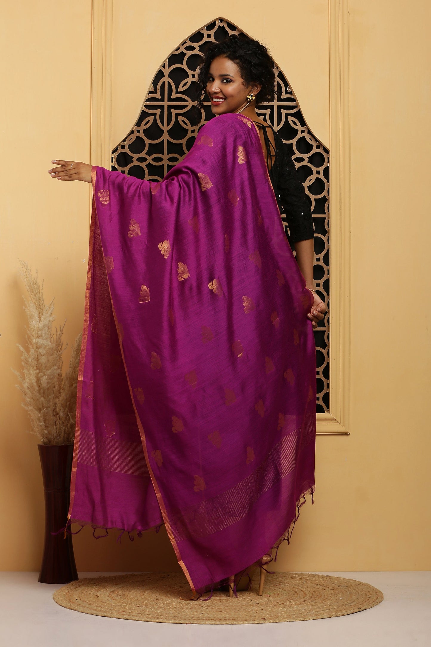 Dupatta-Banarasi Muga- Purple