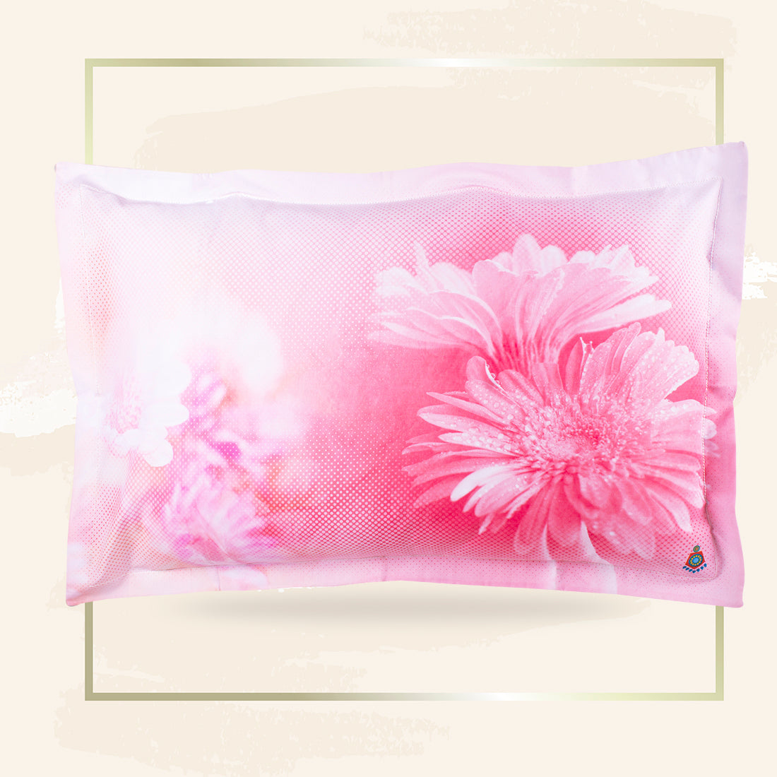 Pillow Covers-Printed-Pink Dhalias- Pair