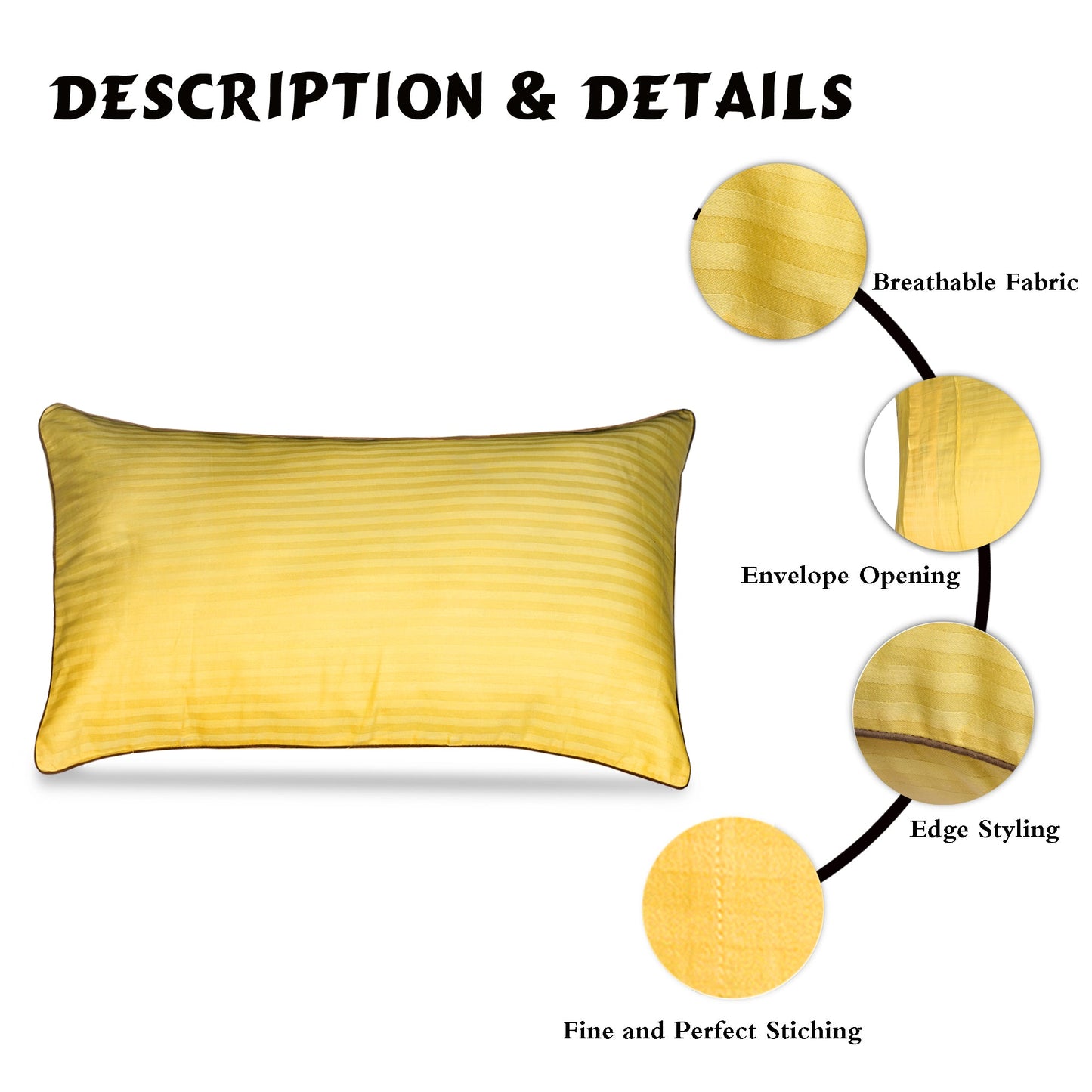 Pillow Covers-Plain Color-Yellow with Piping- Pair