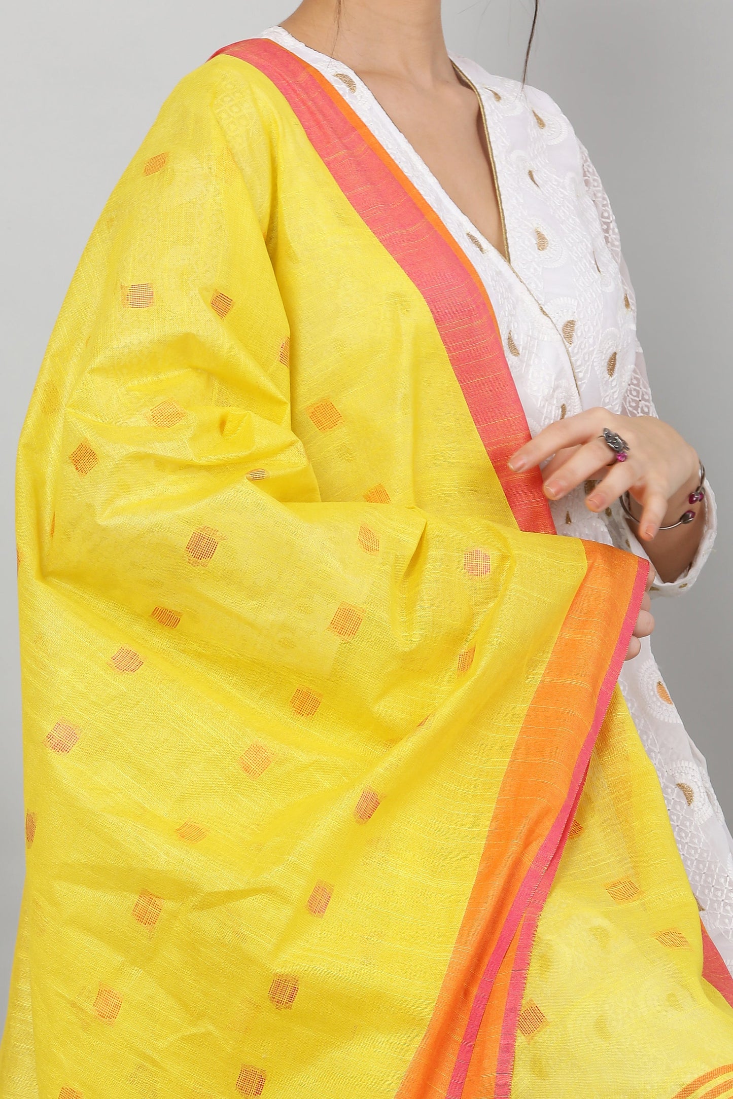Dupatta -Cotton Slub -Yellow