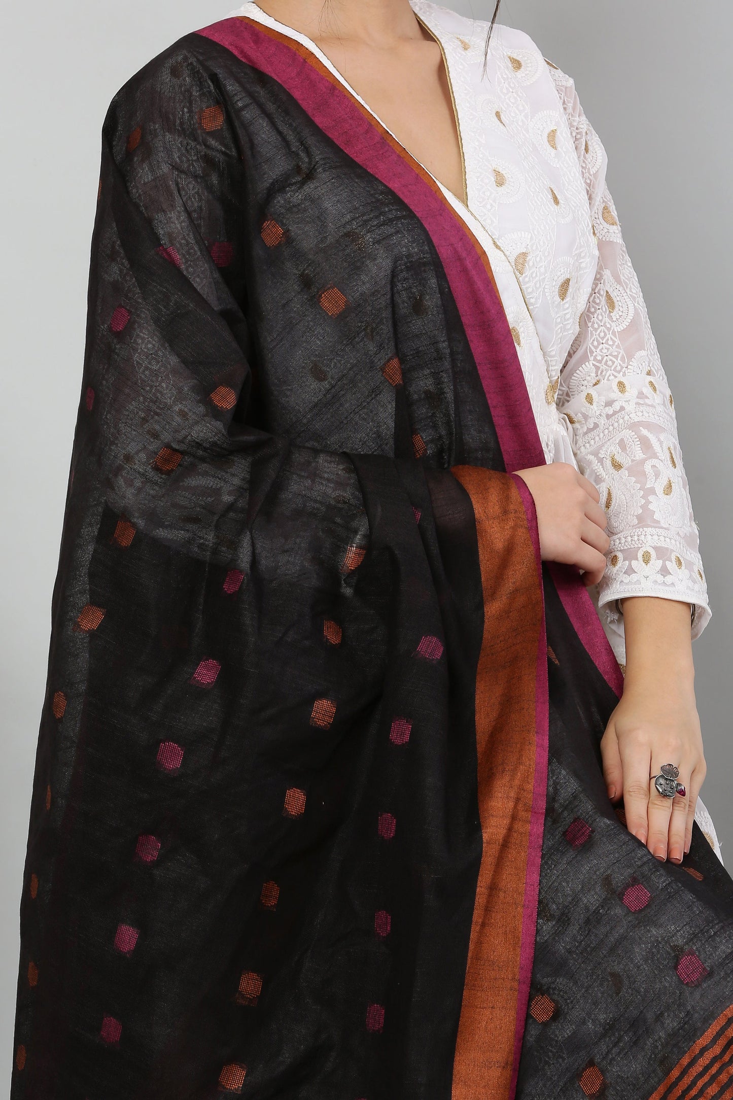 Dupatta -Cotton Slub -Black