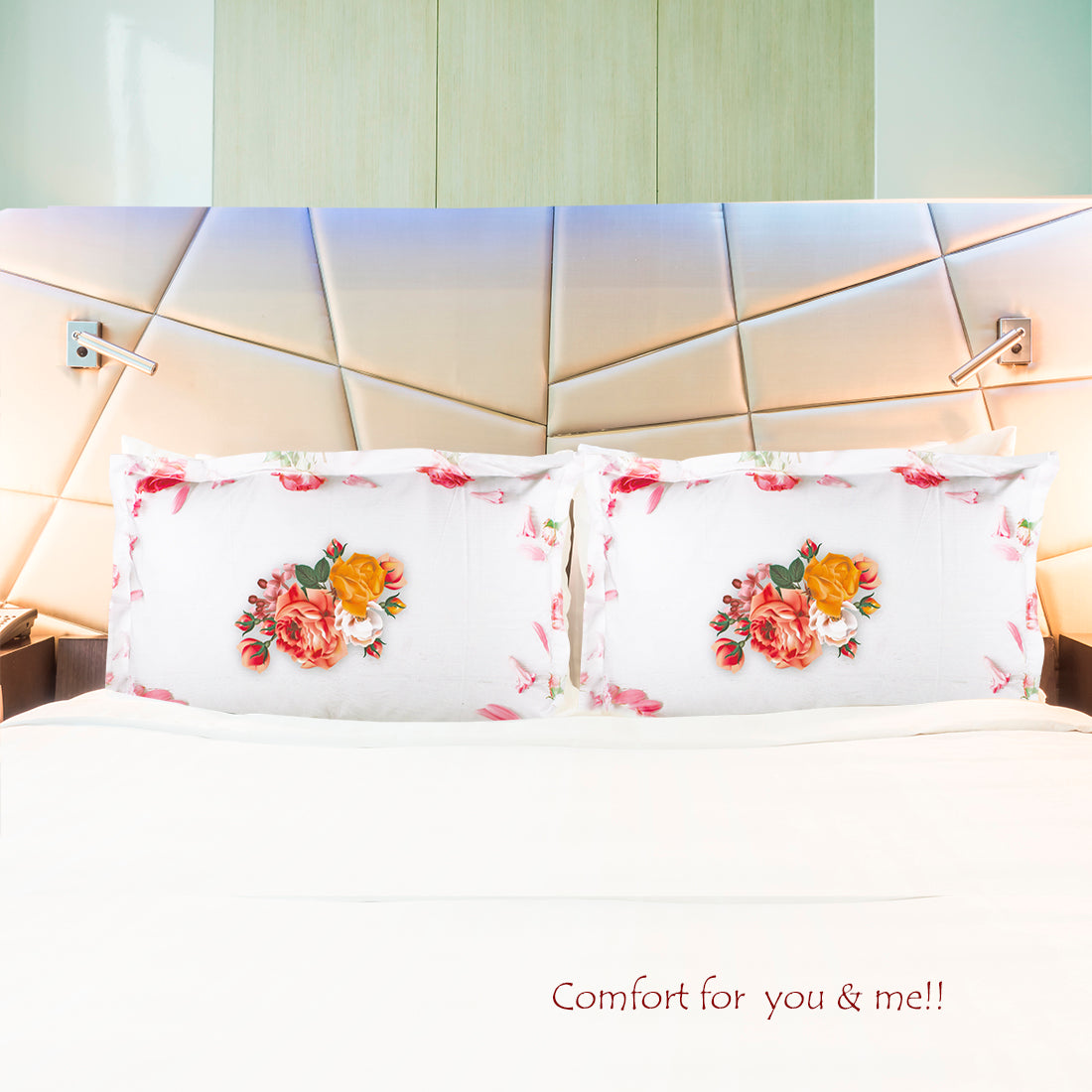 Pillow Covers-Printed-Roses- Pair