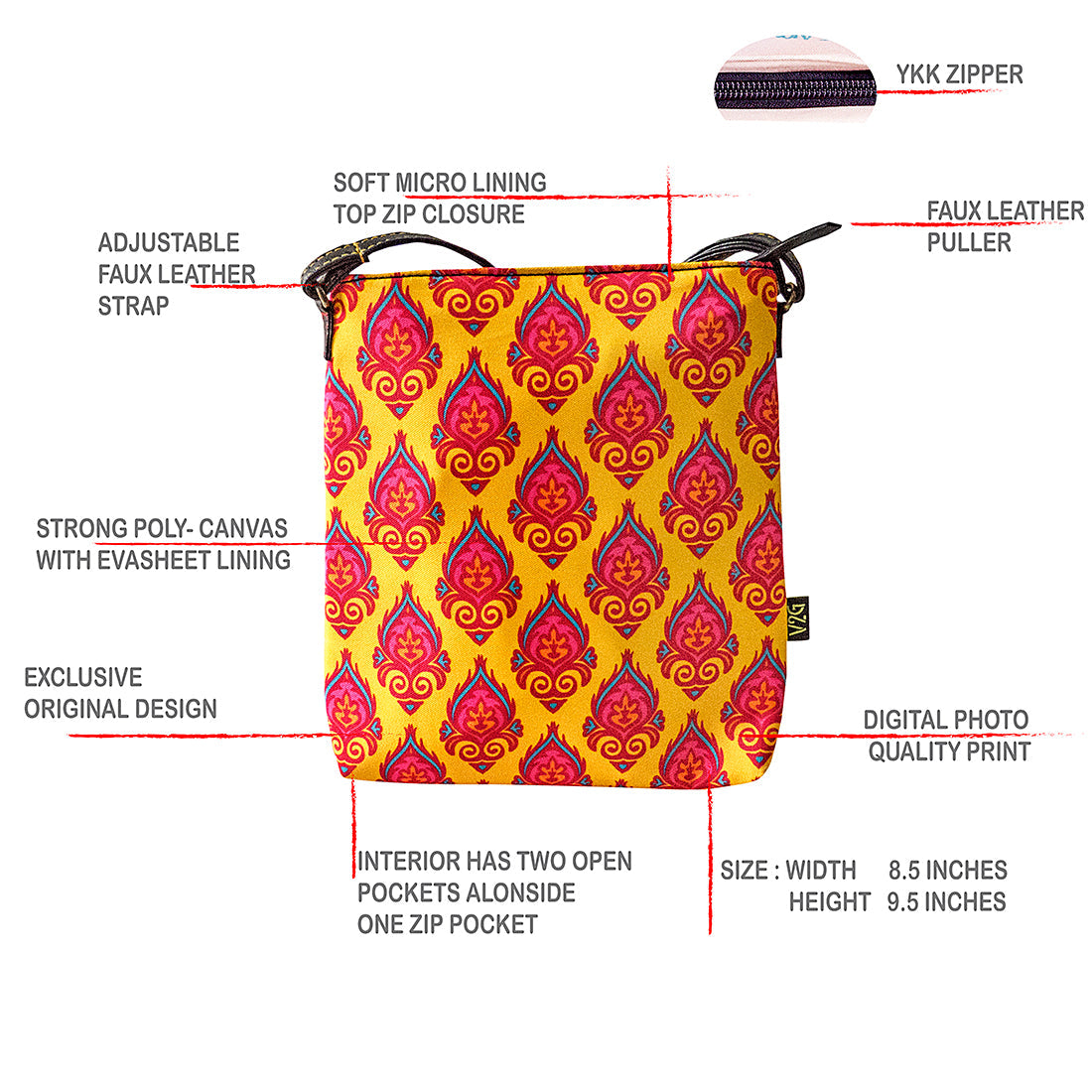Sling Bag- Red Paisely
