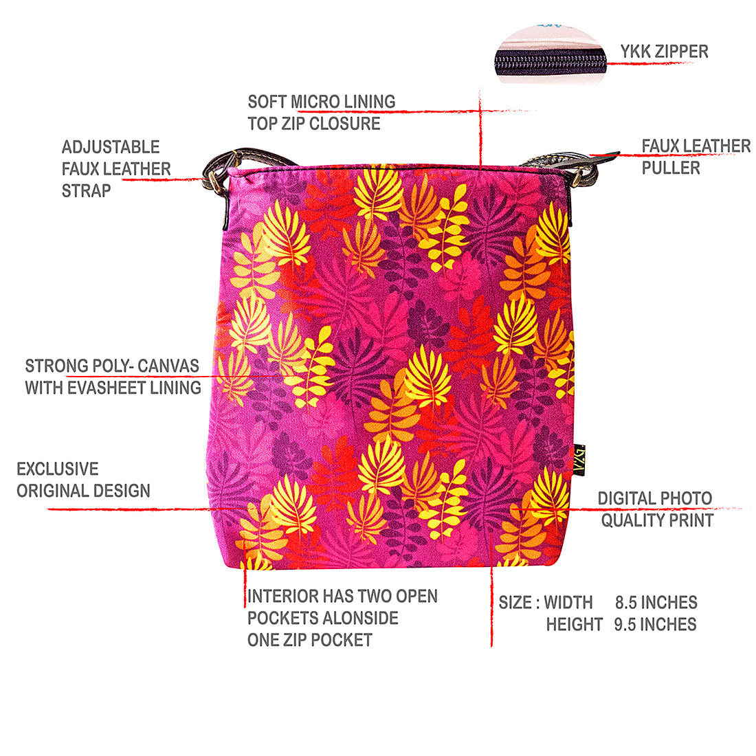 Sling Bag - Pink Flora n Fauna