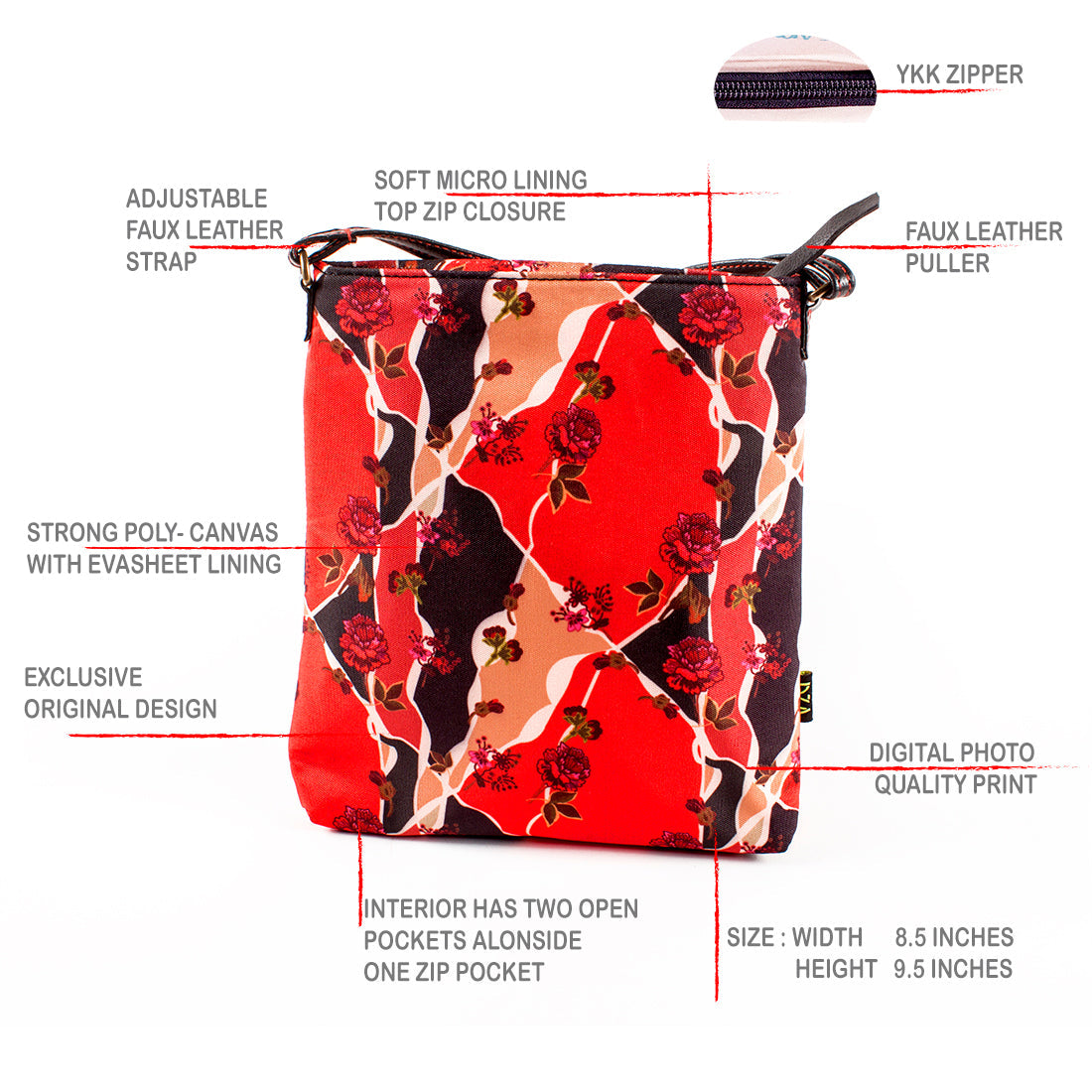 Sling Bag - Floral Tiles