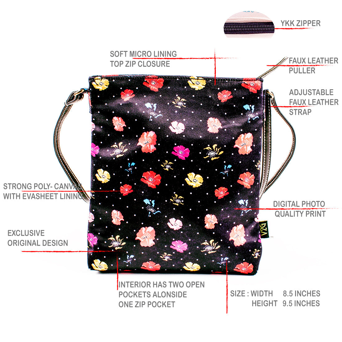 Sling Bag - Flowers all over