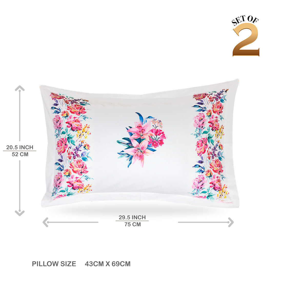 Pillow Covers-Printed- Pink Hibiscus- Pair
