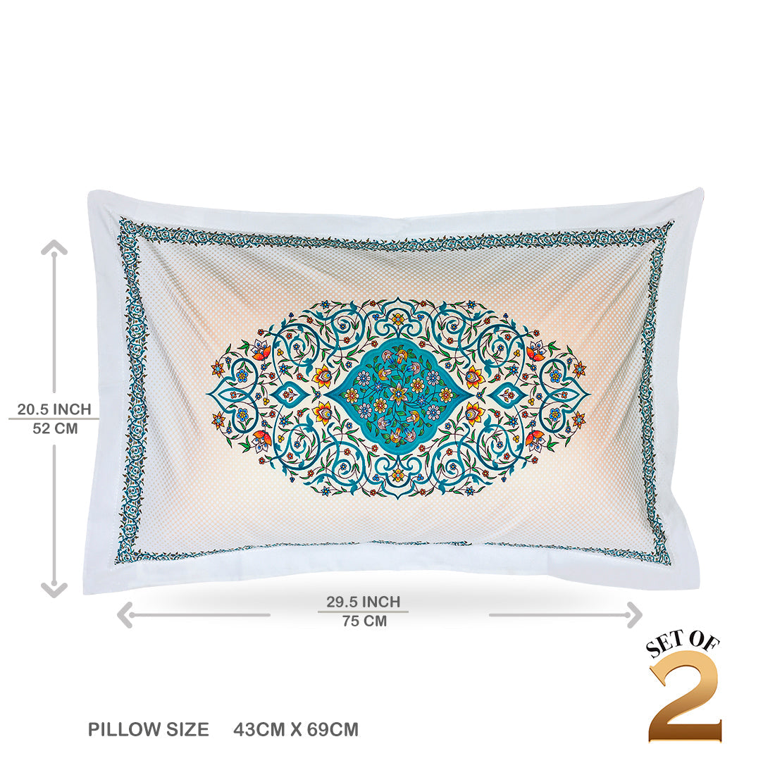 Pillow Covers-Printed- Mughal Motifs- Pair