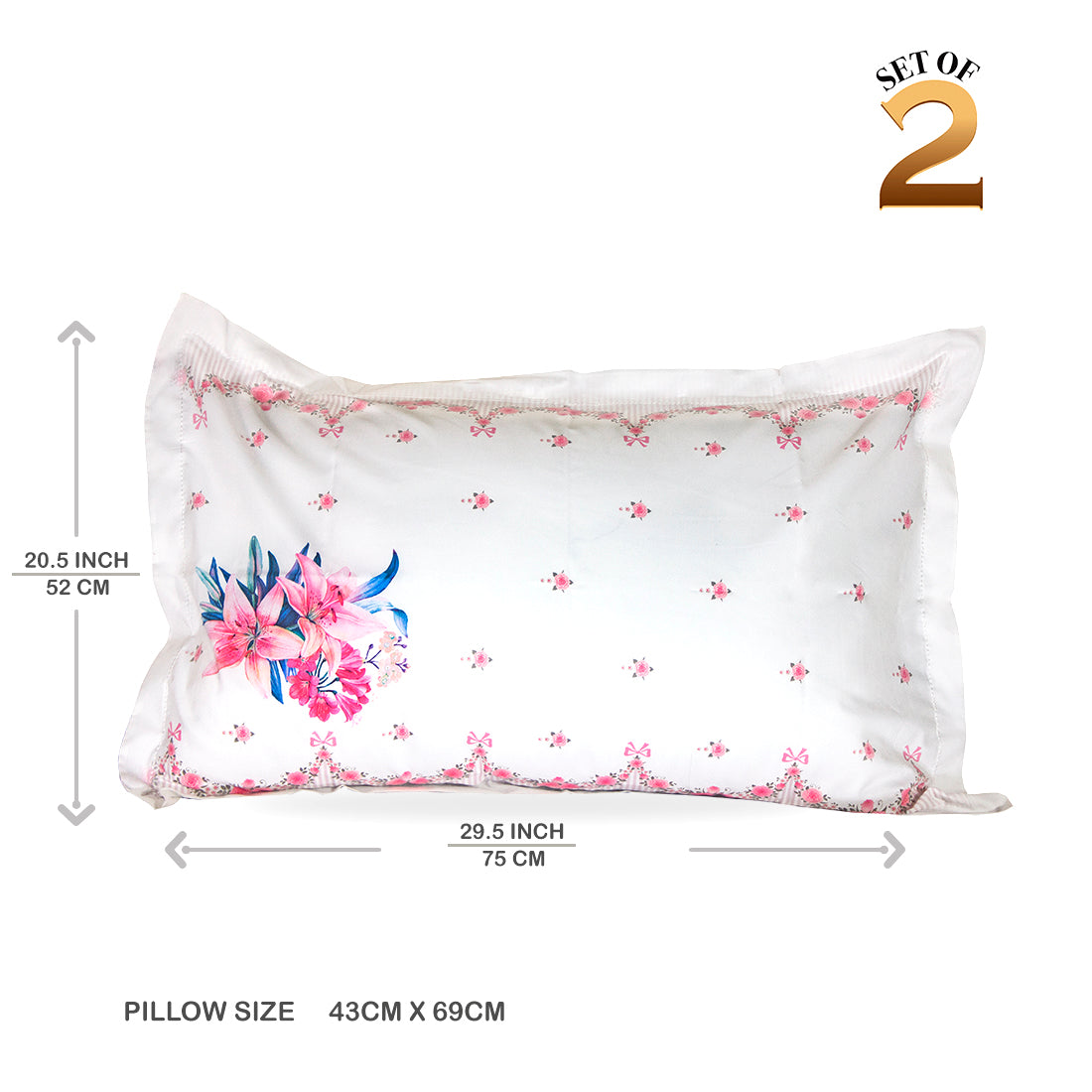 Pillow Covers-Printed- Scallop Flower Border- Pair