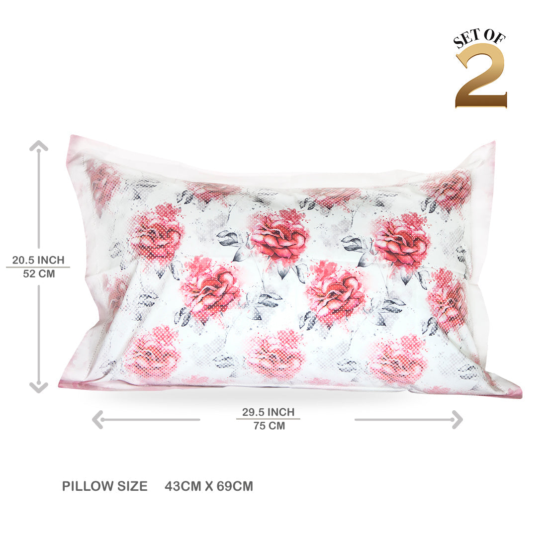 Pillow Cover-Printed- Mosaic Roses-Pair