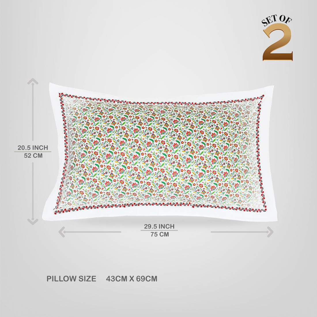 Pillow Covers-Printed- All over Flowers- Pair