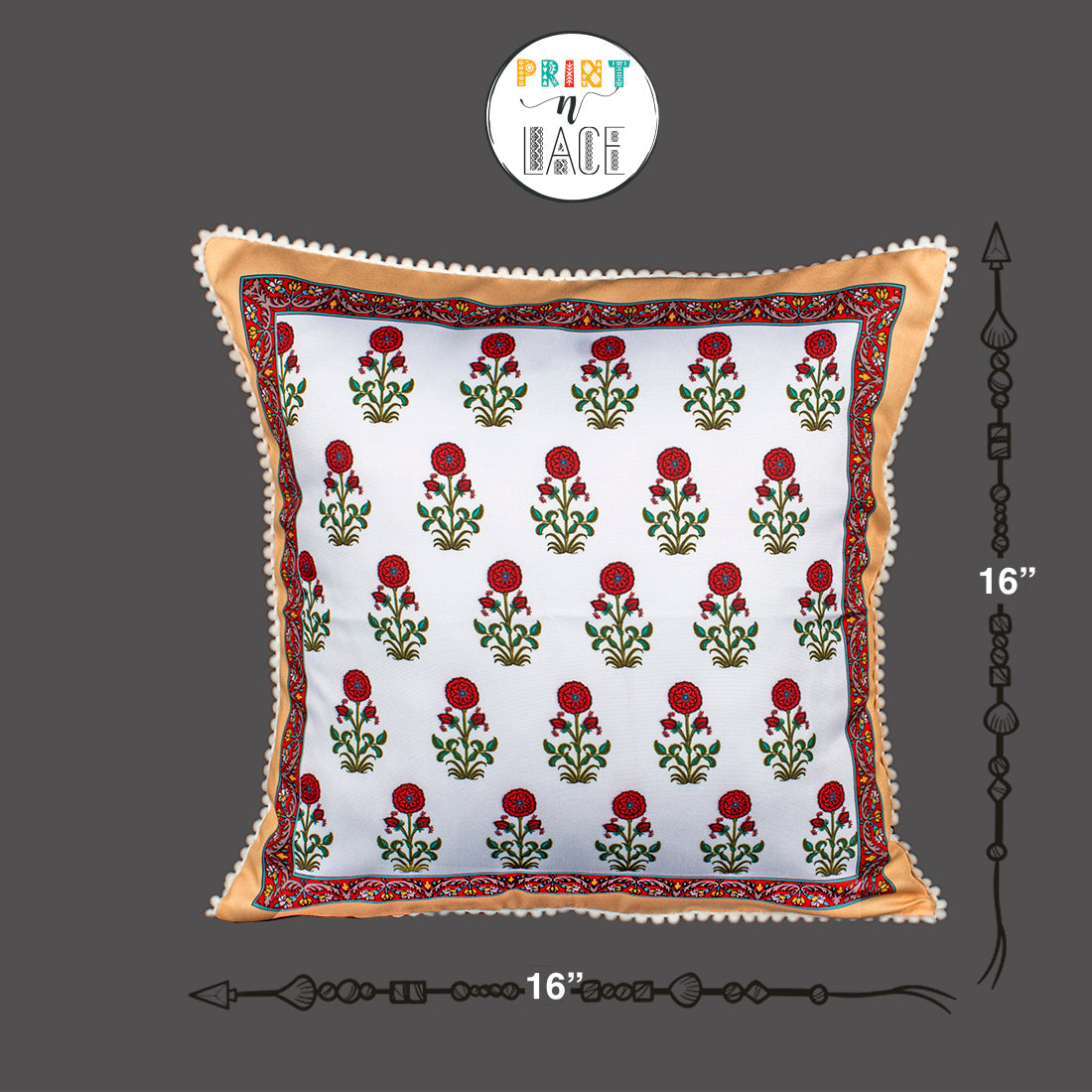 Print n Lace 074 (Peachish Beige n Multi)