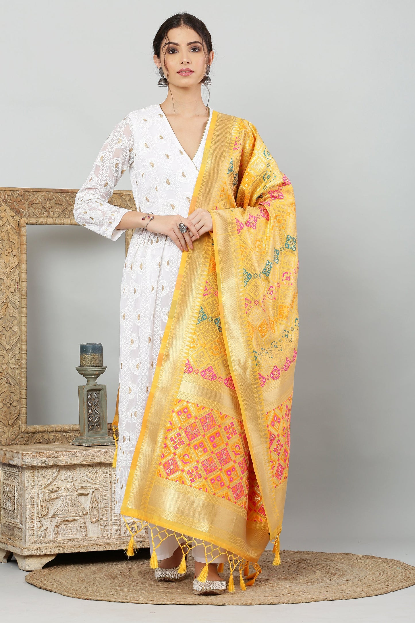 Dupatta-Banarasi Multi Patola-Yellow