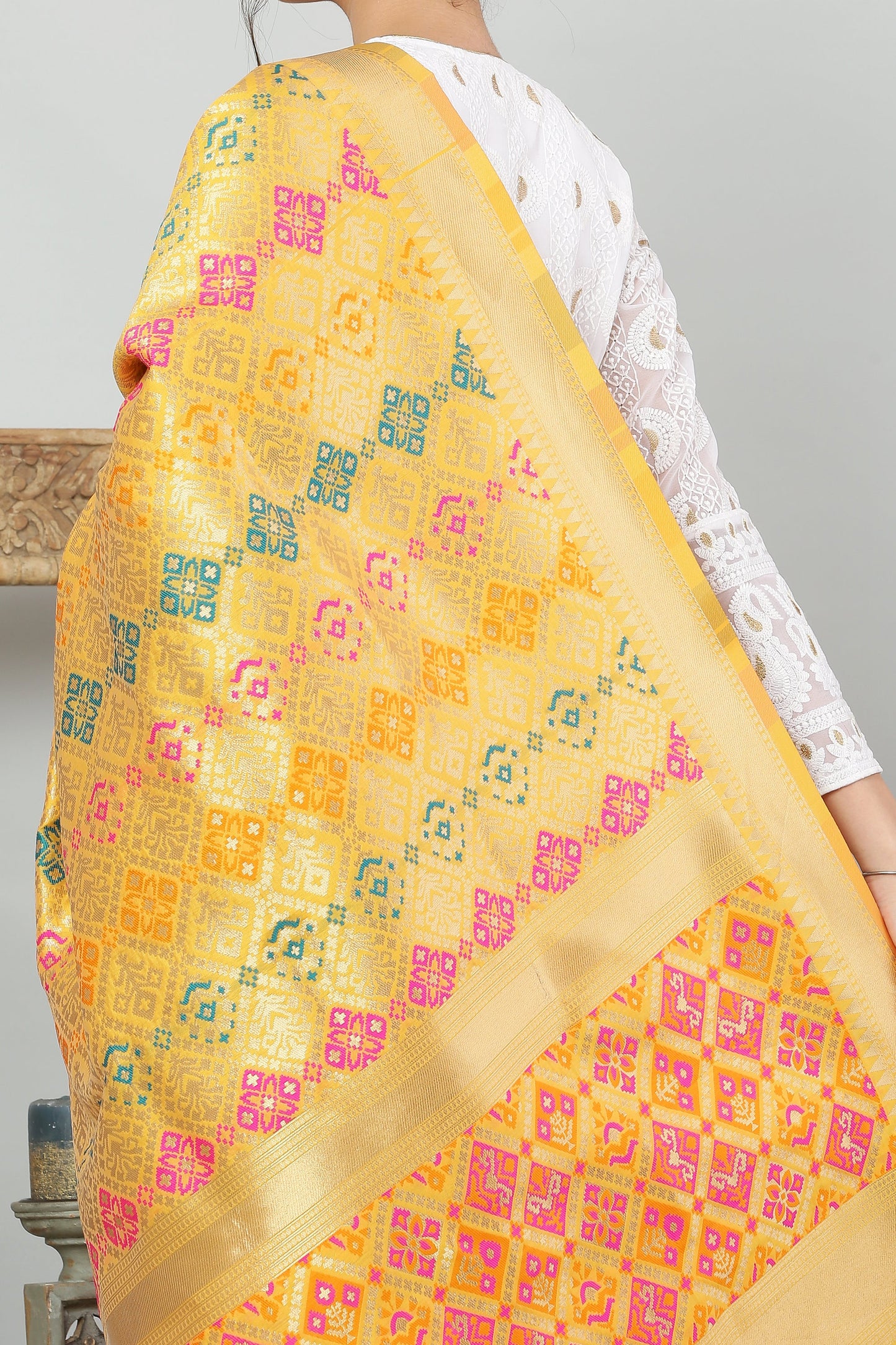 Dupatta-Banarasi Multi Patola-Yellow