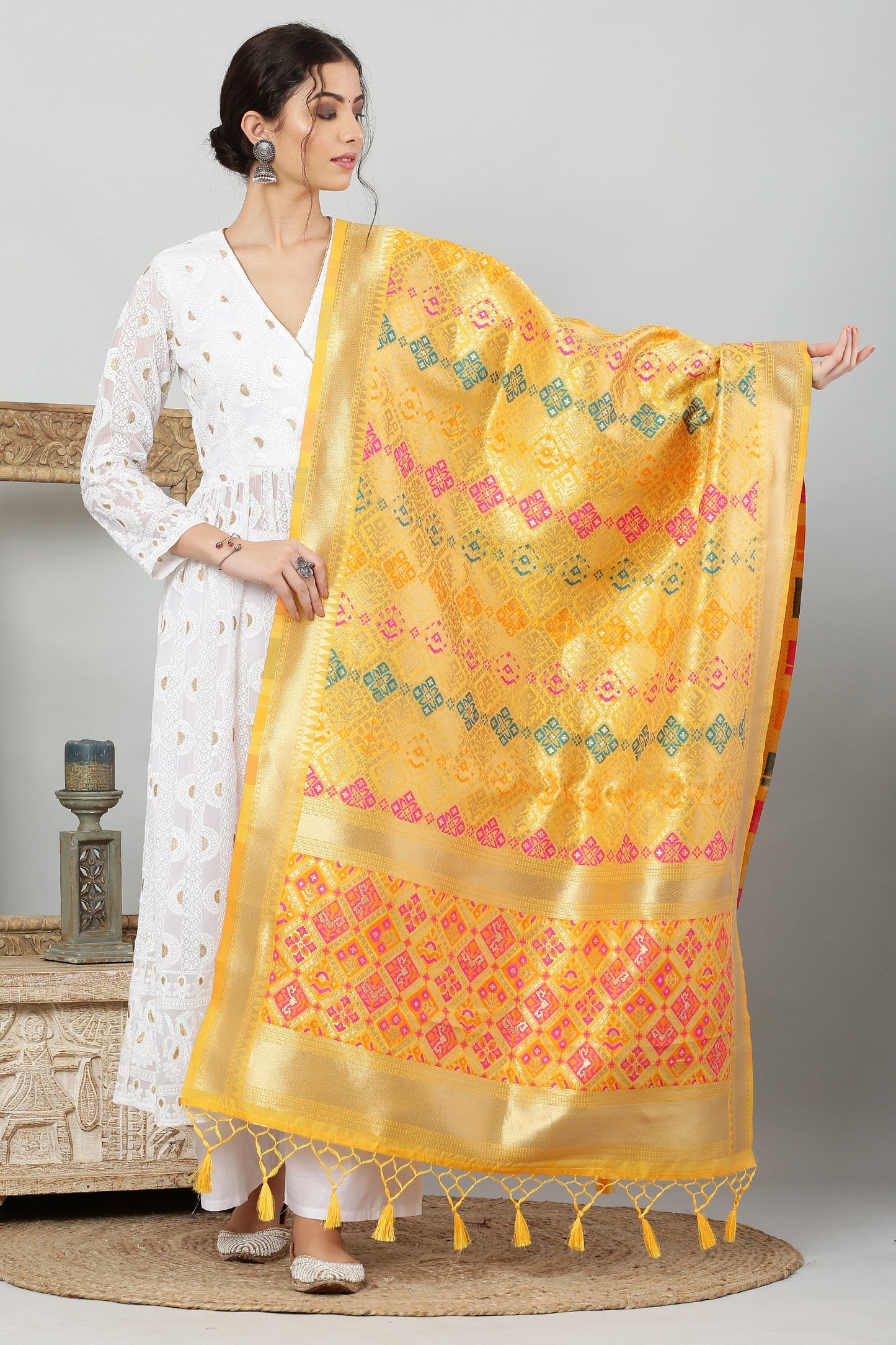 Dupatta-Banarasi Multi Patola-Yellow