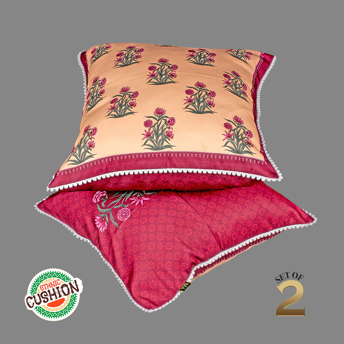Print n Lace 076 (Reddish Beige n Maroon)