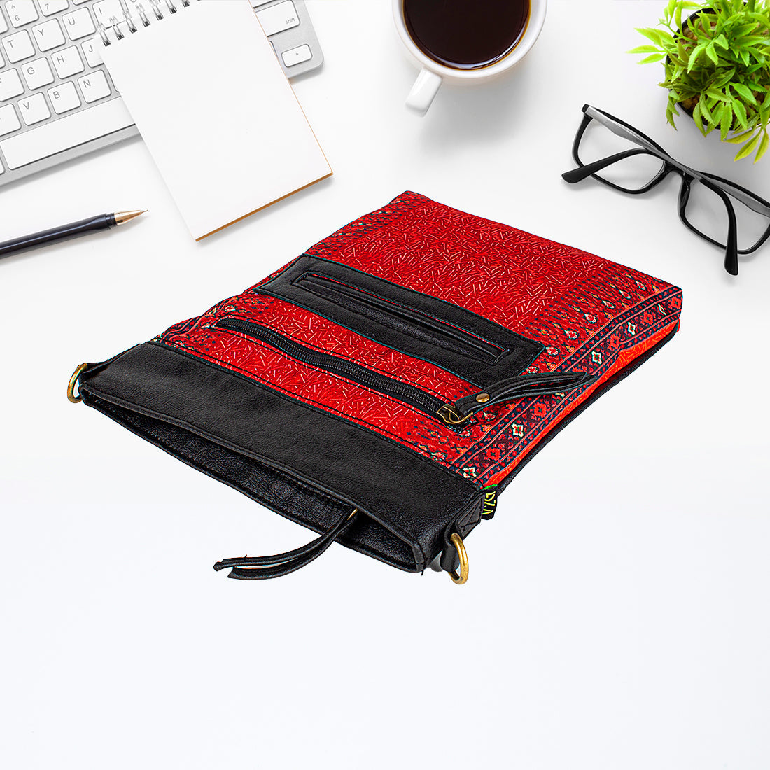 Sling Bag- Red Mughal Print