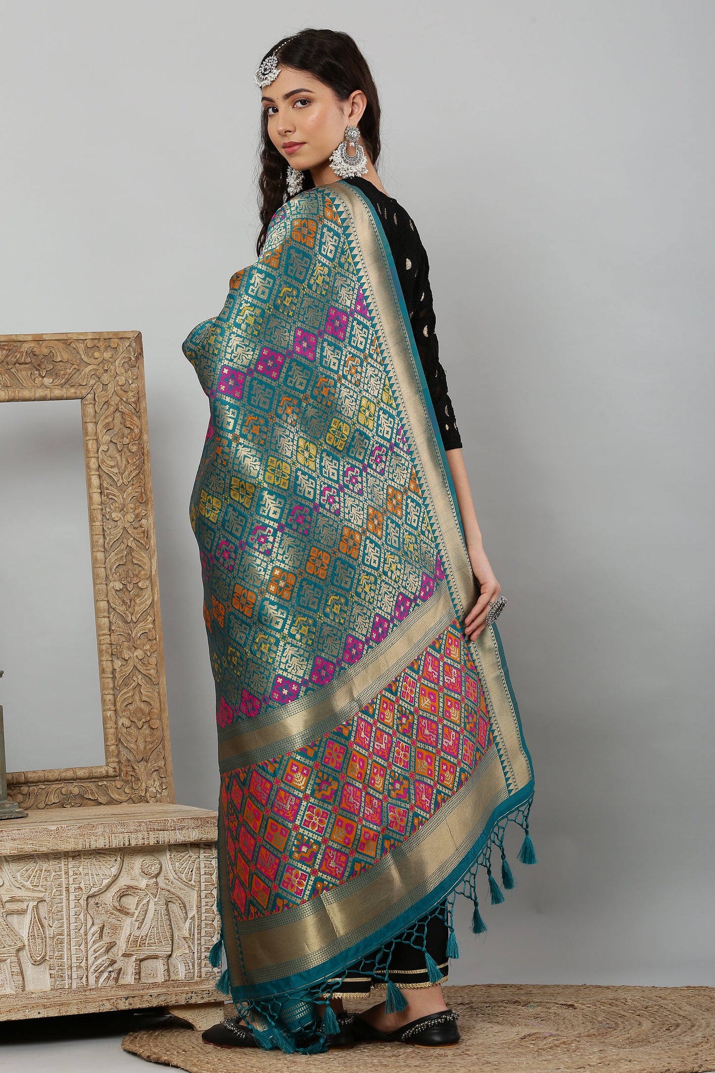 Dupatta-Banarasi Multi Patola- Blue