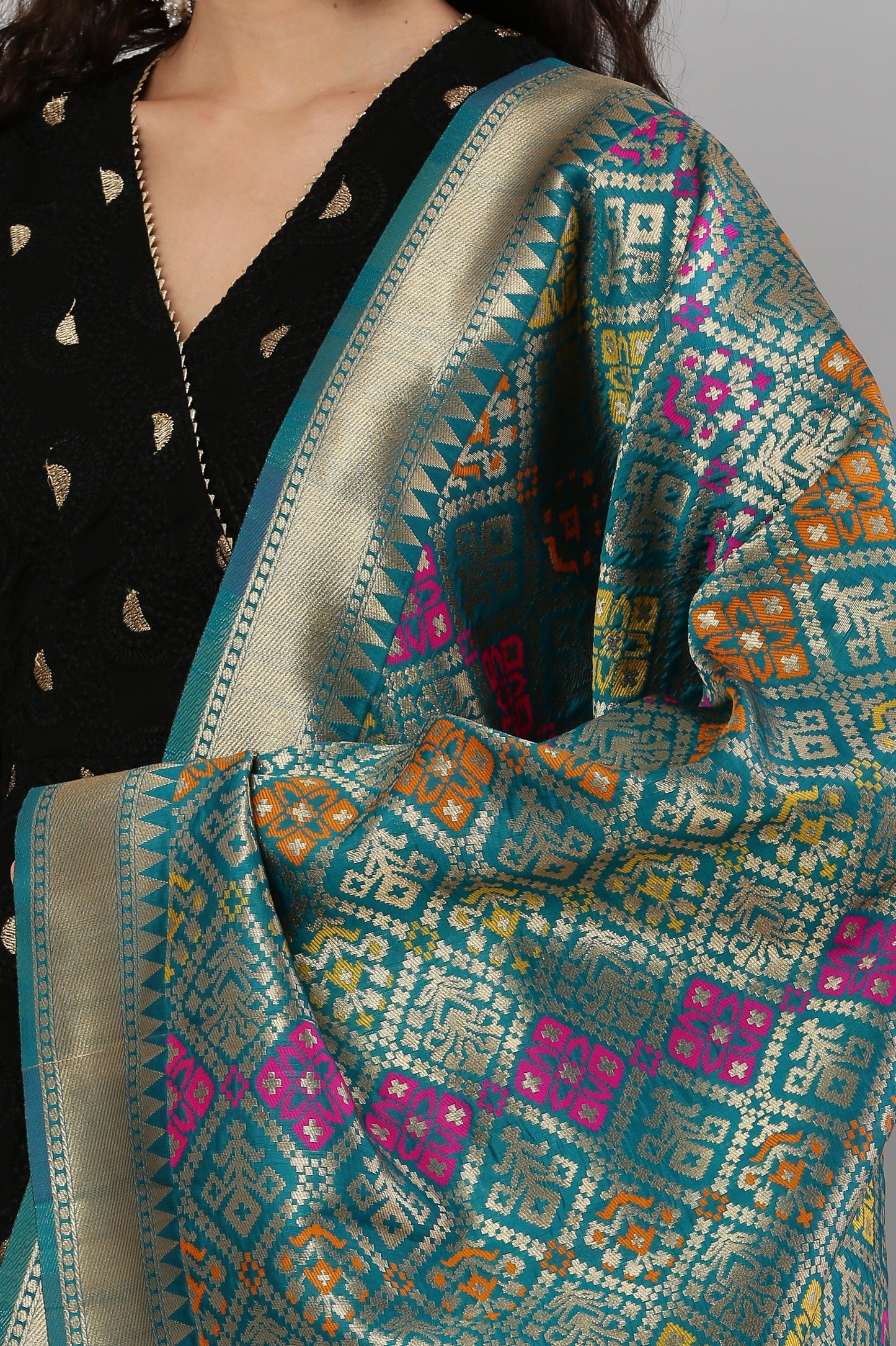 Dupatta-Banarasi Multi Patola- Blue