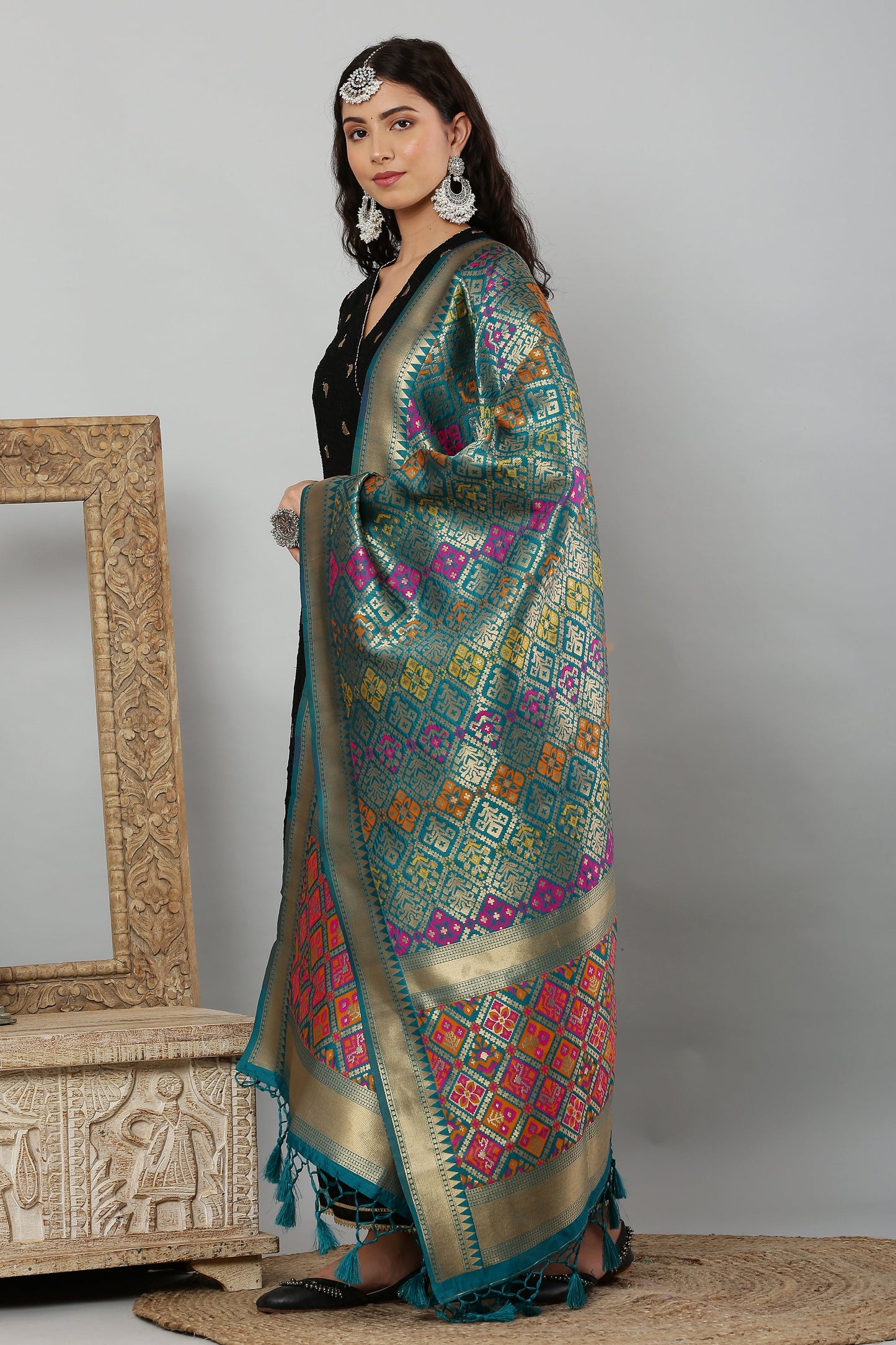 Dupatta-Banarasi Multi Patola- Blue