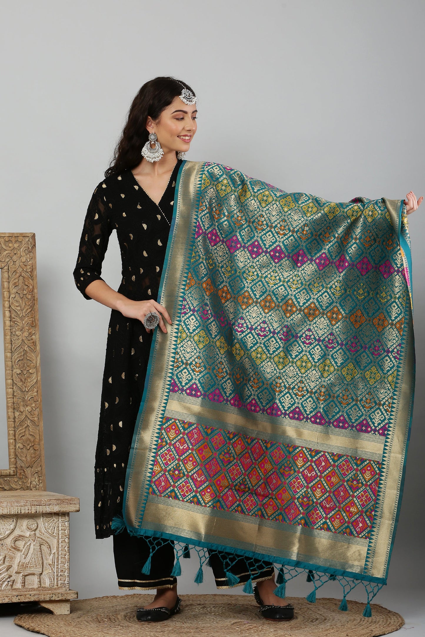 Dupatta-Banarasi Multi Patola- Blue