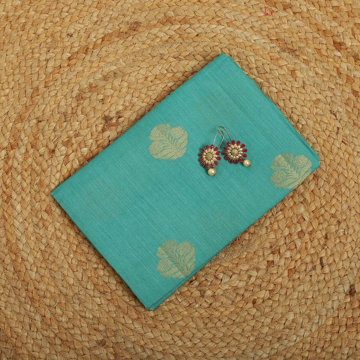 Dupatta-Banarasi Muga- Aqua Blue