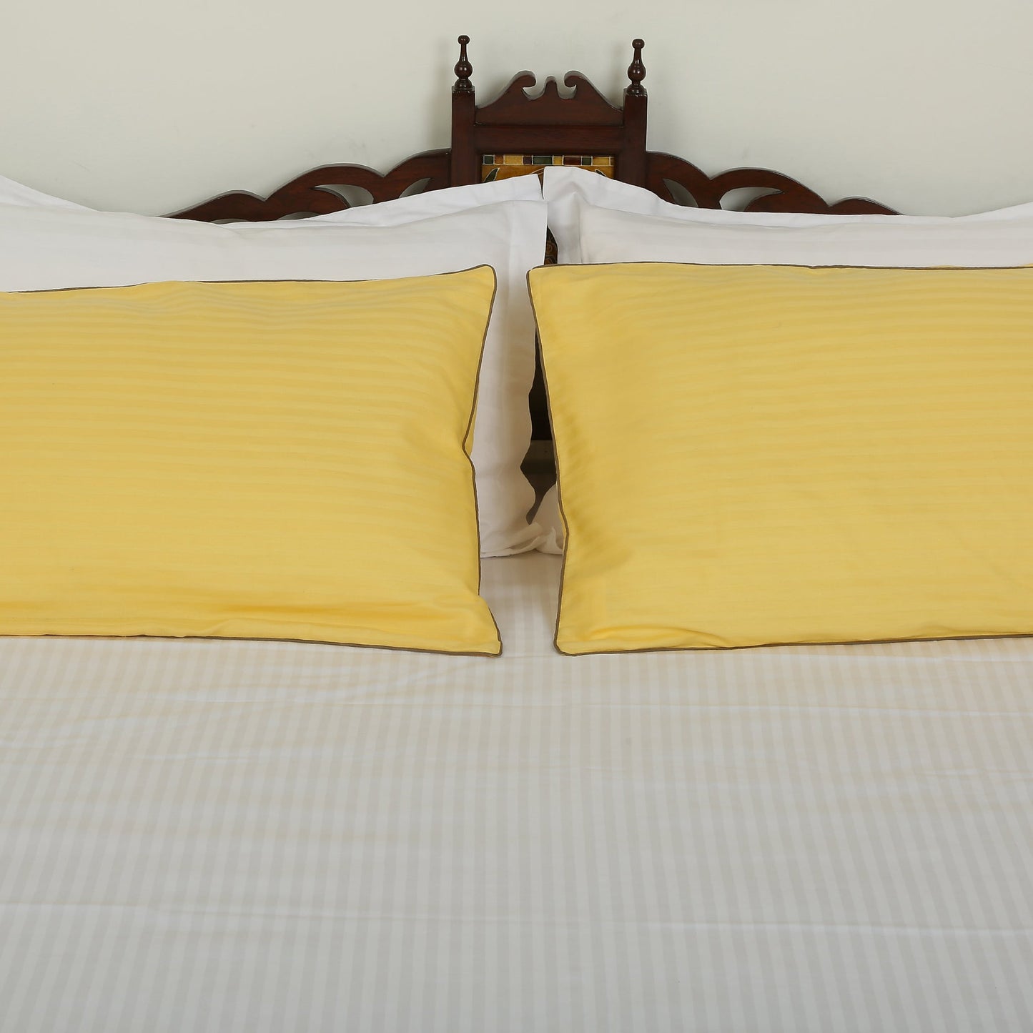 Pillow Covers-Plain Color-Yellow with Piping- Pair