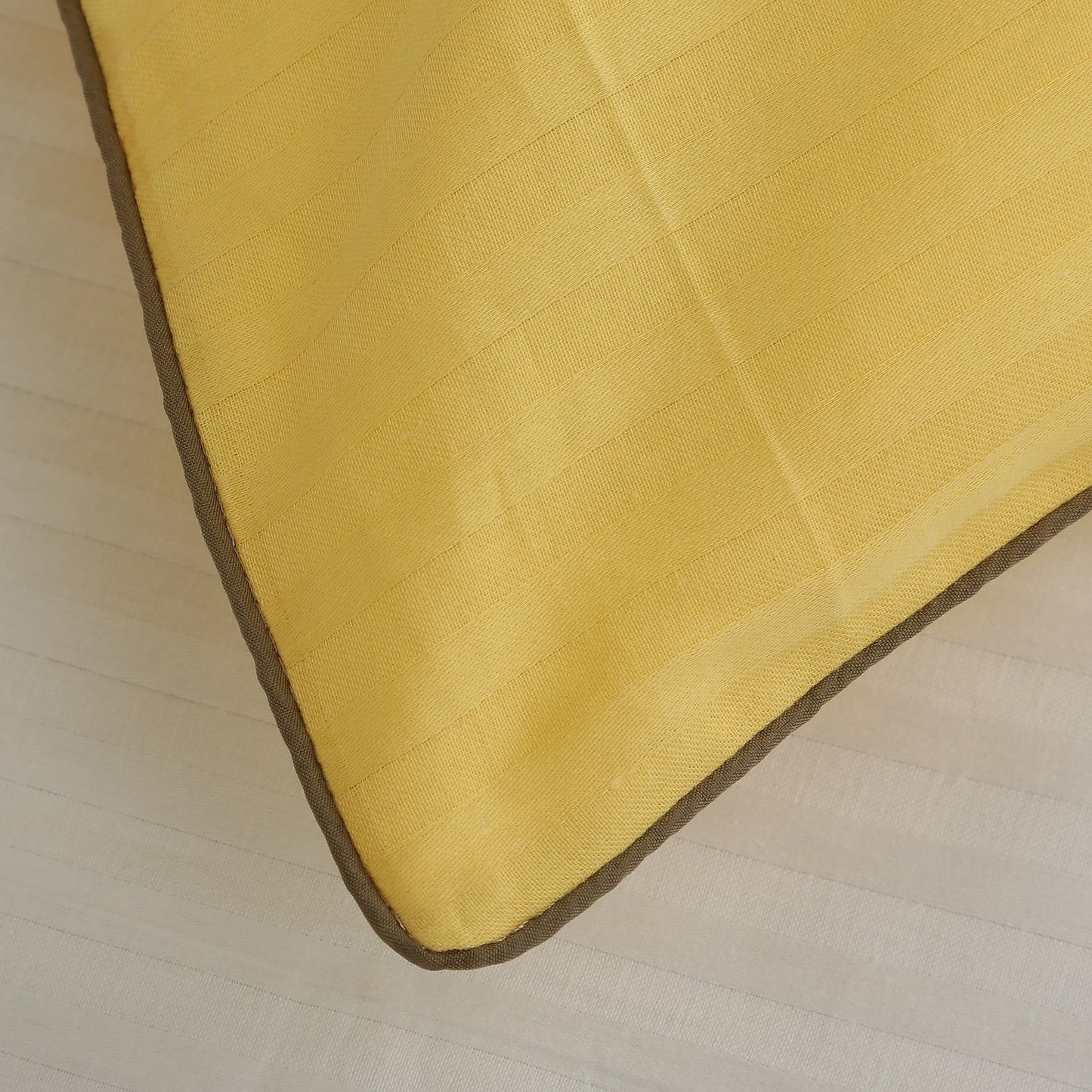 Pillow Covers-Plain Color-Yellow with Piping- Pair