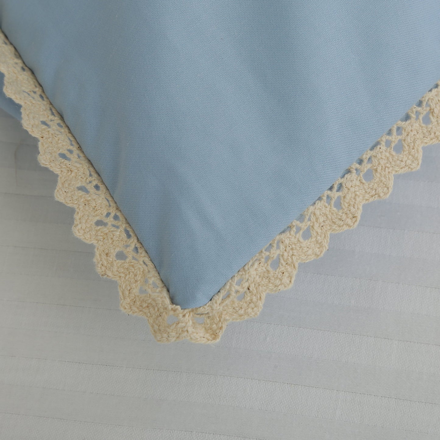 Pillow Cover-Plain Color-Indigo Blue with Lace Style- Pair