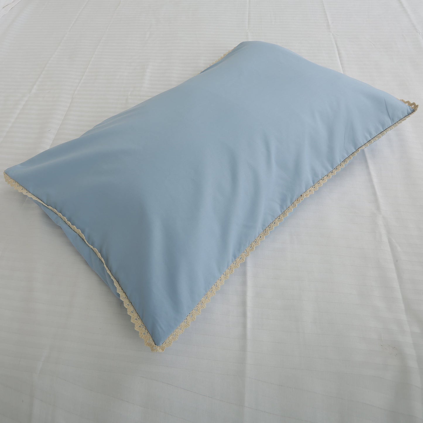 Pillow Cover-Plain Color-Indigo Blue with Lace Style- Pair