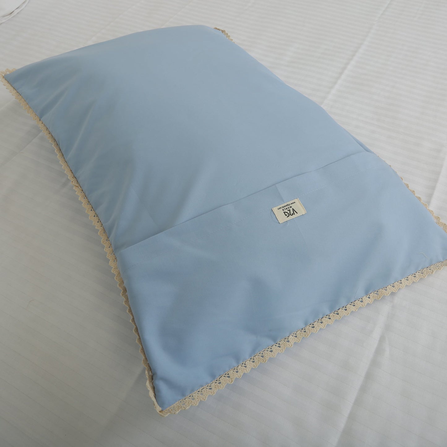Pillow Cover-Plain Color-Indigo Blue with Lace Style- Pair